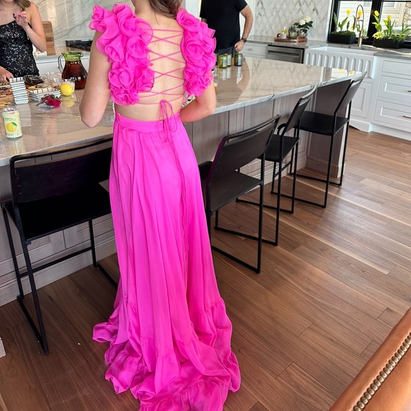 Jovani Pink Ruffle Chiffon Gown - Picture 5 of 5